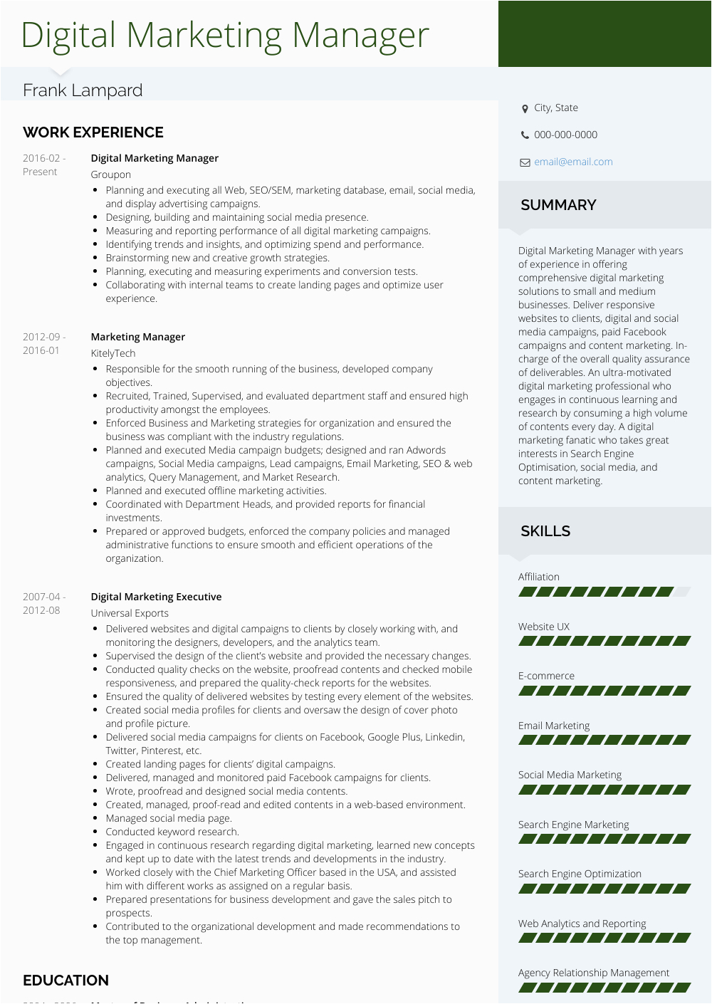 Sample Resume Of Digital Marketing Manager Digital Marketing Manager Resume Samples and Templates