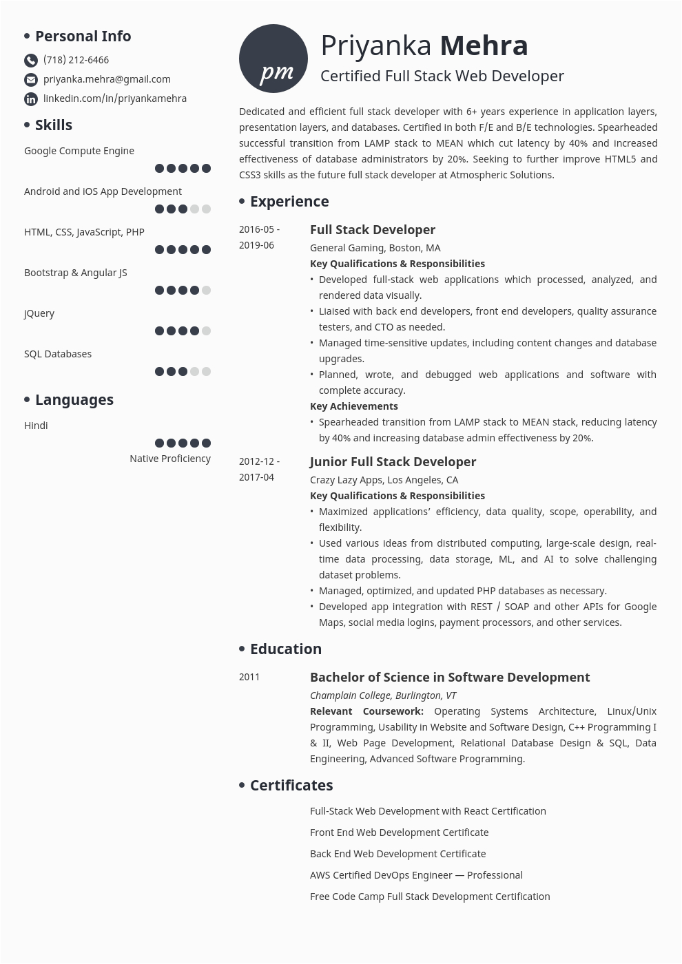 Sample Resume Of Full Stack Developer Java Full Stack Developer Resume Sample