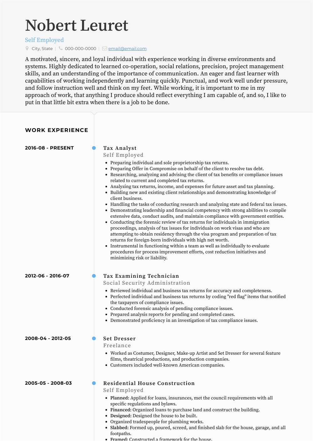 Sample Resume Of Self Employed Person Resumes for Self Employed Mryn ism