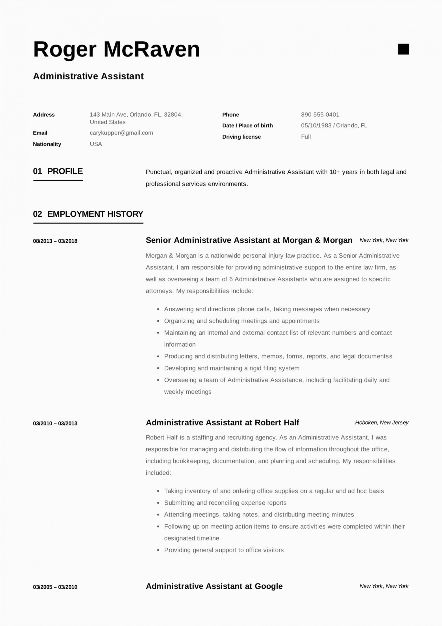 Sample Resume Profile for Administrative assistant 19 Free Administrative assistant Resumes & Writing Guide