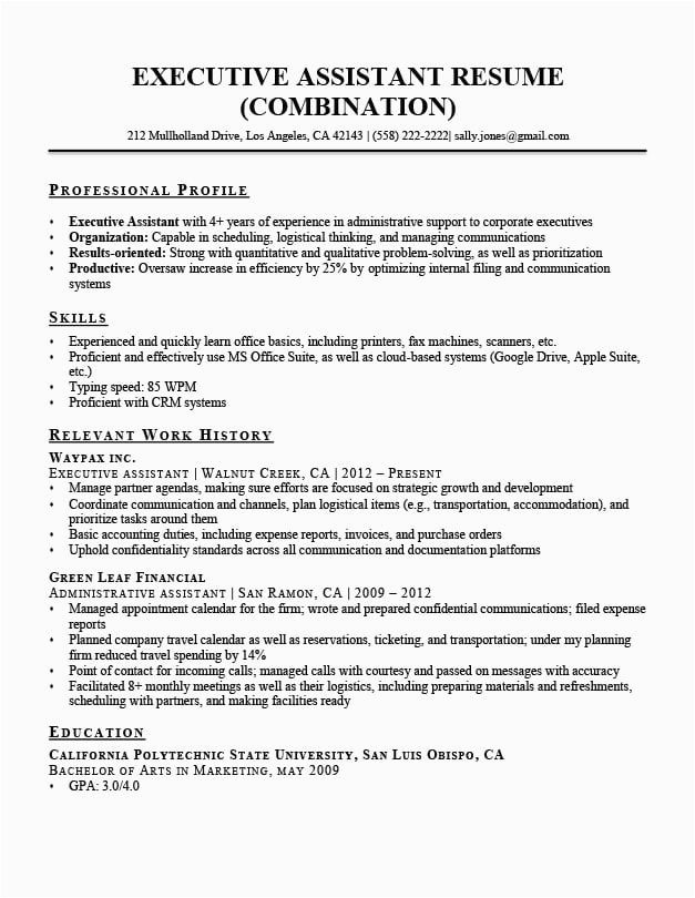 Sample Resume Profile for Administrative assistant Executive assistant Resume Example