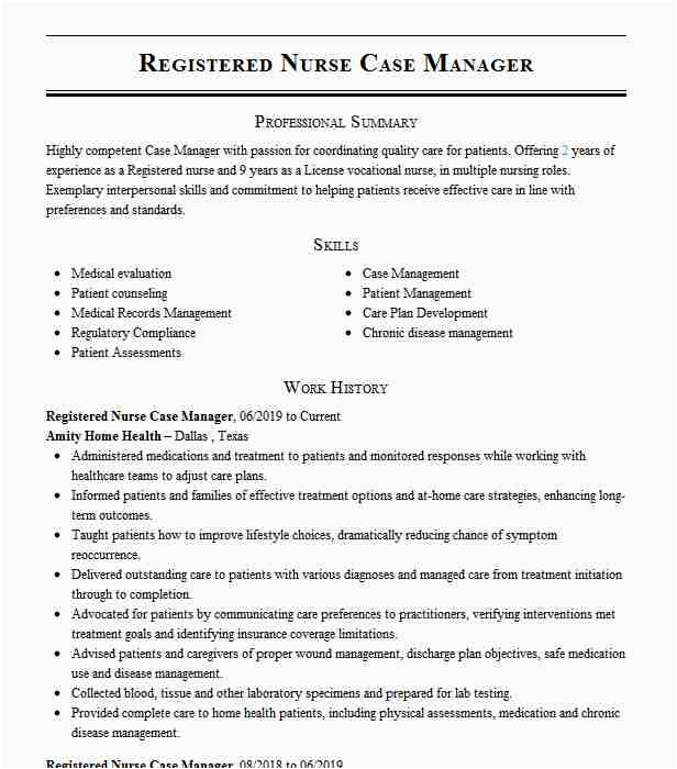 Sample Resume Registered Nurse Case Manager Clinical Registered Nurse Case Manager Resume Example