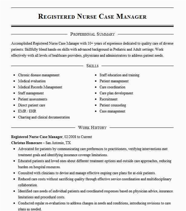 Sample Resume Registered Nurse Case Manager Registered Nurse Case Manager Resume Example United Health