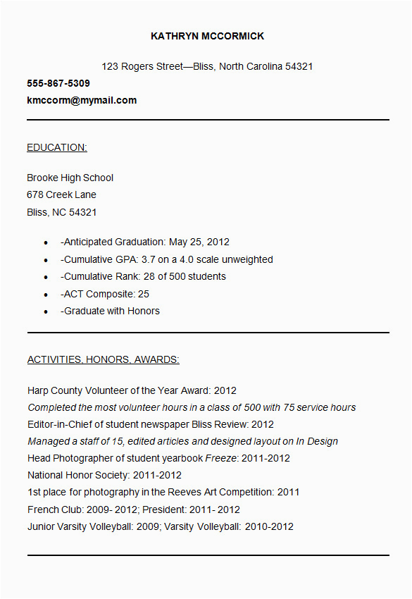 Sample Student Resume for College Application College Application Resume Template – Task List Templates