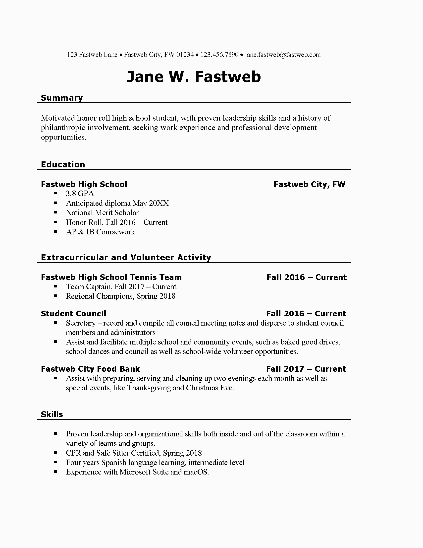 Student Resume Sample for Part Time Job First Part Time Job Resume Sample