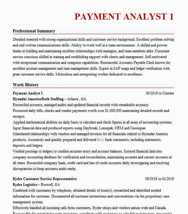 Business Analyst Payments Domain Sample Resume Payment Analyst Resume Example Mai Media Audits