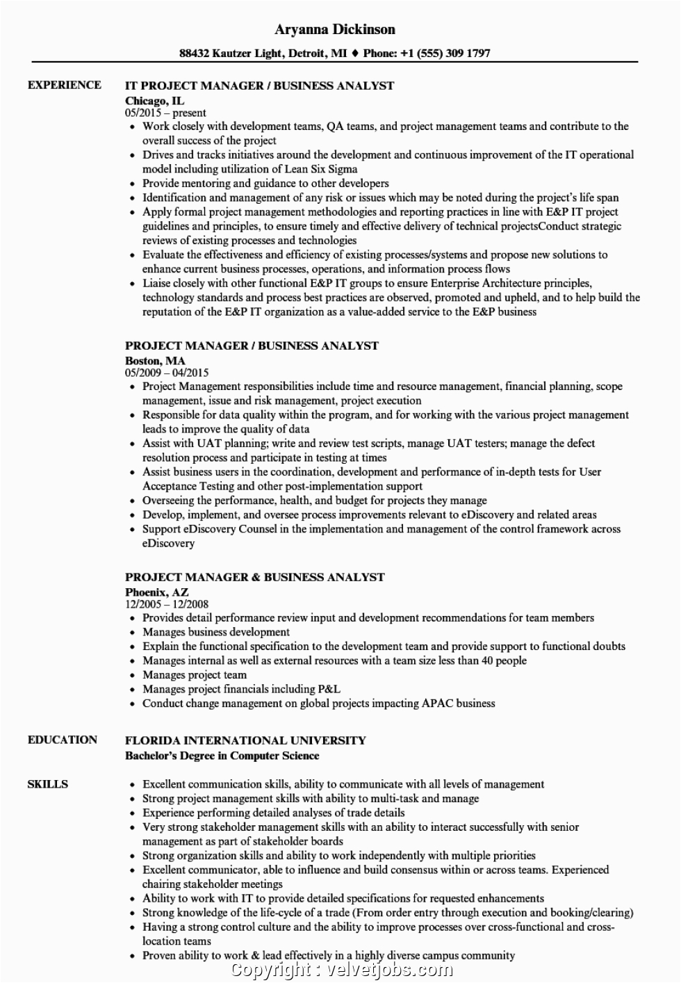 Business Analyst Project Manager Resume Sample Free Business Analyst Project Manager Resume Sample