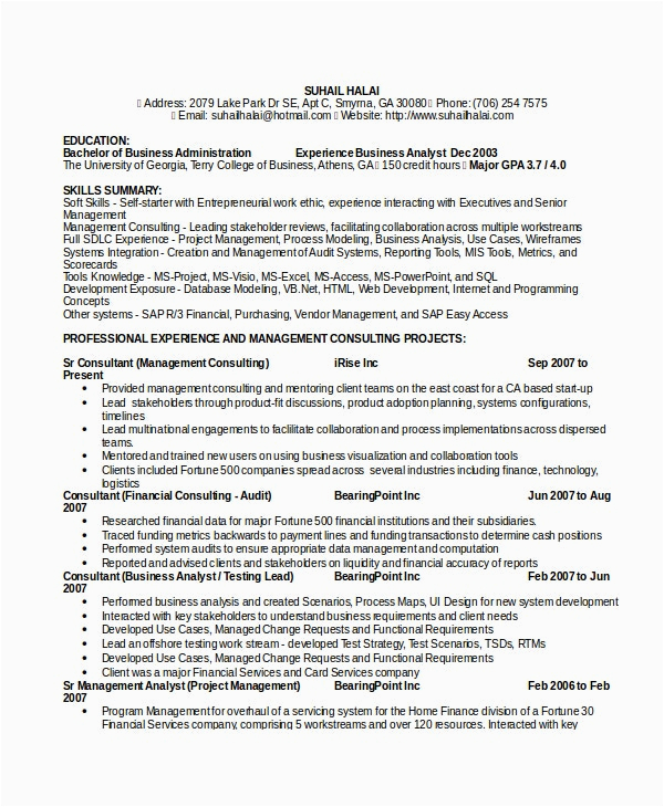 Business Analyst Resume Samples for Experienced 8 Business Analyst Resumes Free Sample Example format