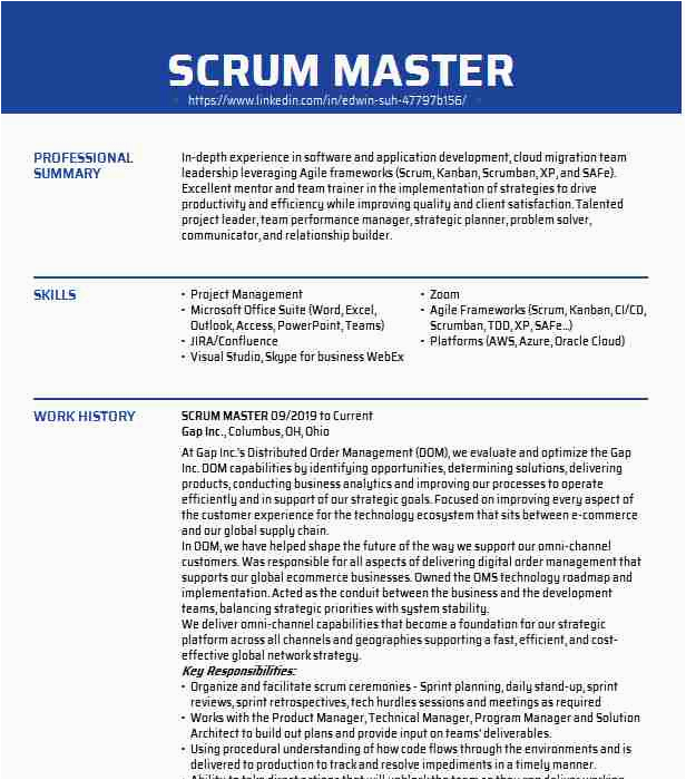 Business Analyst Scrum Master Resume Sample Scrum Master Resume Example Ventyx Katy Texas