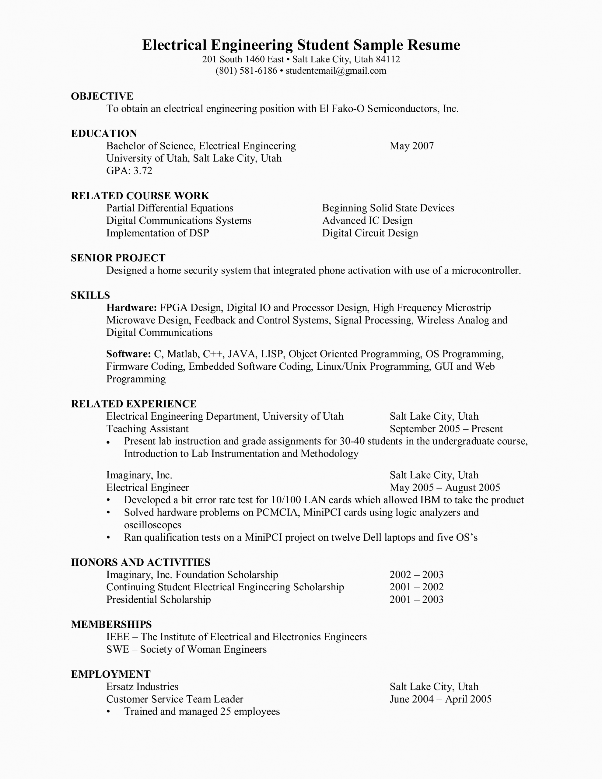 Electrical and Electronics Engineering Fresher Resume Sample Electrical Engineer Fresher Resume Sample