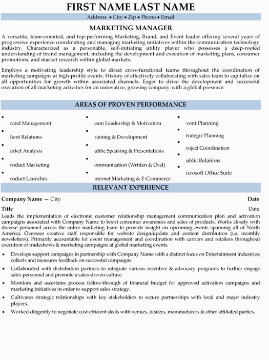Free Resume Samples for Sales and Marketing Marketing Manager Resume Sample & Template In 2020