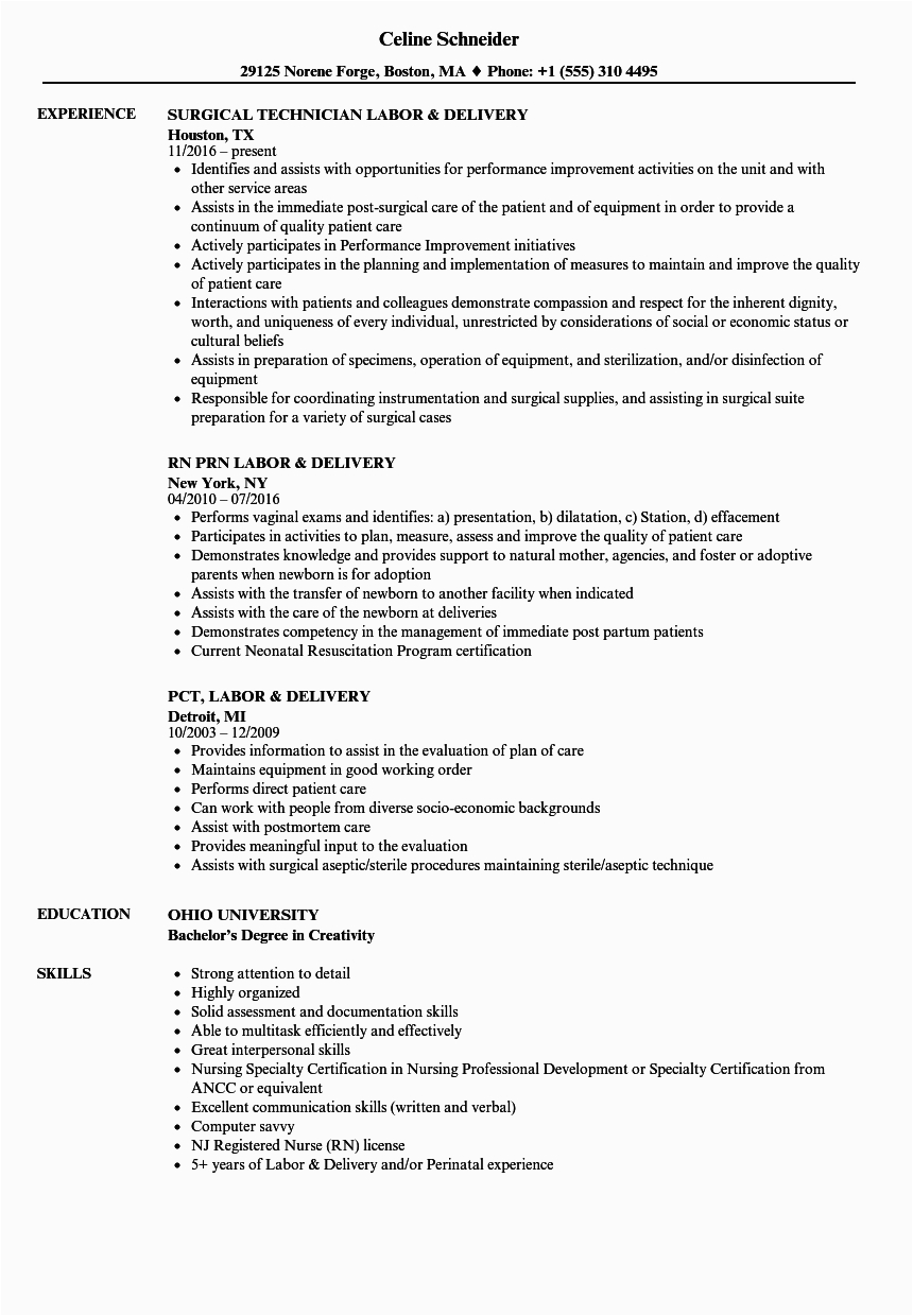 Labor and Delivery Rn Resume Sample Labor & Delivery Resume Samples
