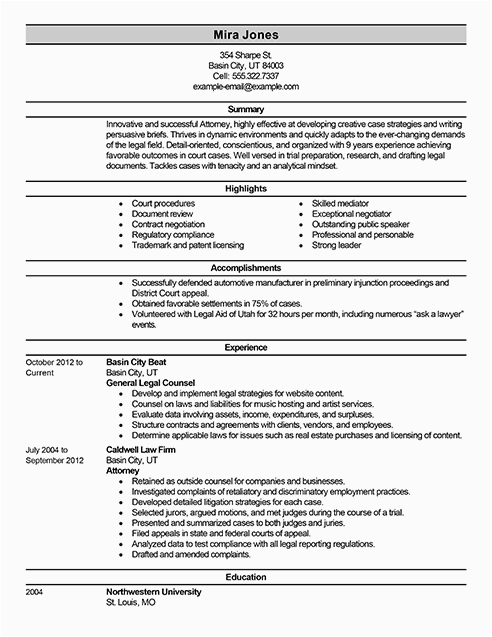 Labor and Employment attorney Resume Sample Best Lawyer Resume Example