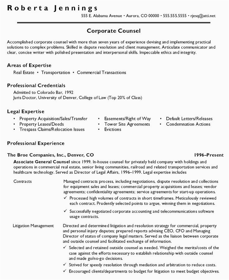 Labor and Employment attorney Resume Sample Entry Level attorney Resume Unique Inside Corporate