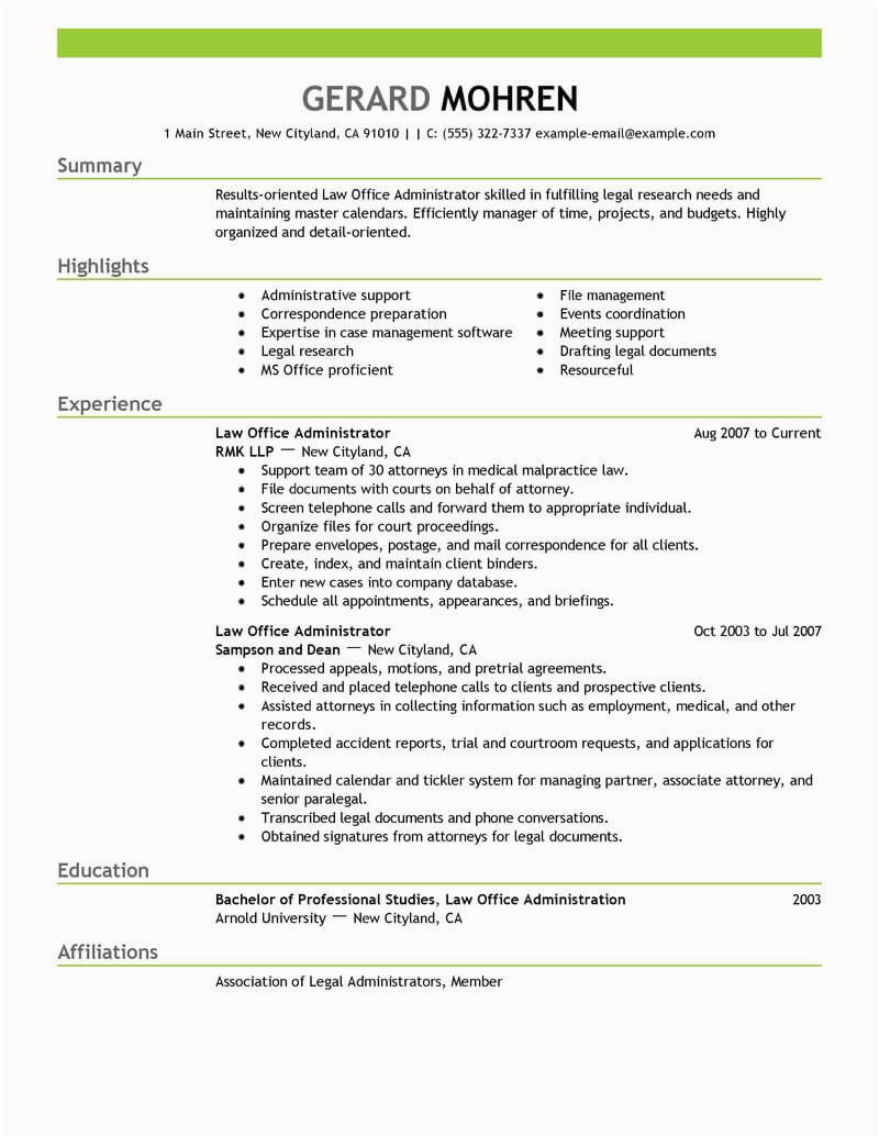 Law Firm Office Manager Resume Sample Best Fice Administrator Resume Example