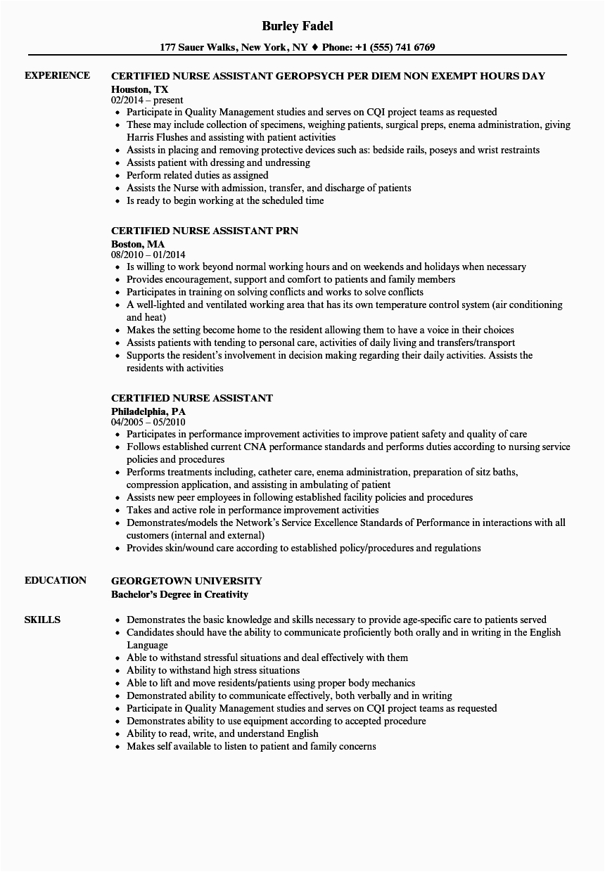 New Certified Nursing assistant Resume Samples 12 Resume Example for Nursing assistant Radaircars