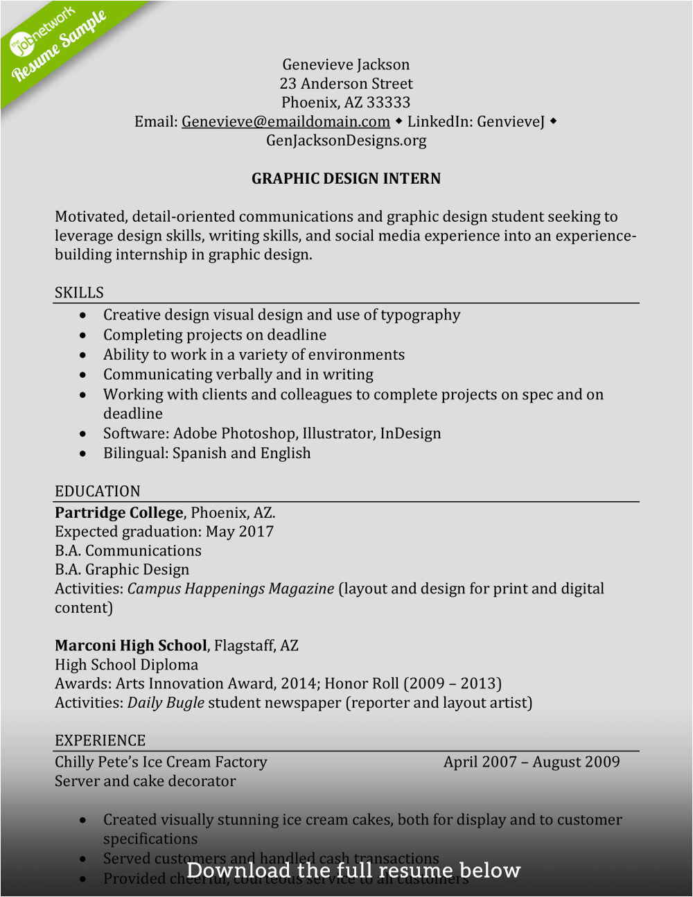 Resume Sample for Internship with No Experience How to Write A Perfect Internship Resume Examples Included