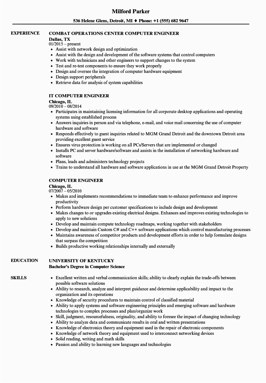 Resume Samples for Computer Science Engineers Resume Samples Puter Engineer Puter Science Resume