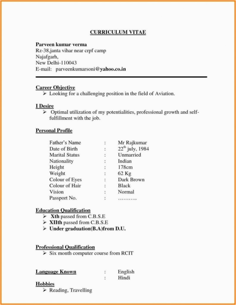 Resume Samples for Jobs In India Resume format India Resume Templates