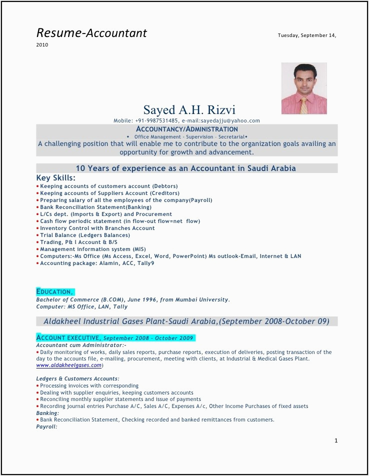 Resume Samples for Jobs In India Resume Samples for Accounting Jobs In India