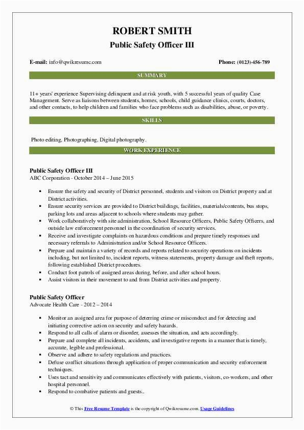 Safety Officer Sample Resume Download Pdf Public Safety Ficer Resume Samples