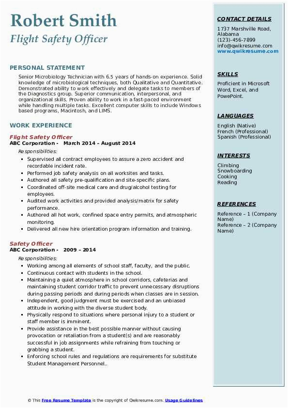 Safety Officer Sample Resume Download Pdf Safety Ficer Resume Samples
