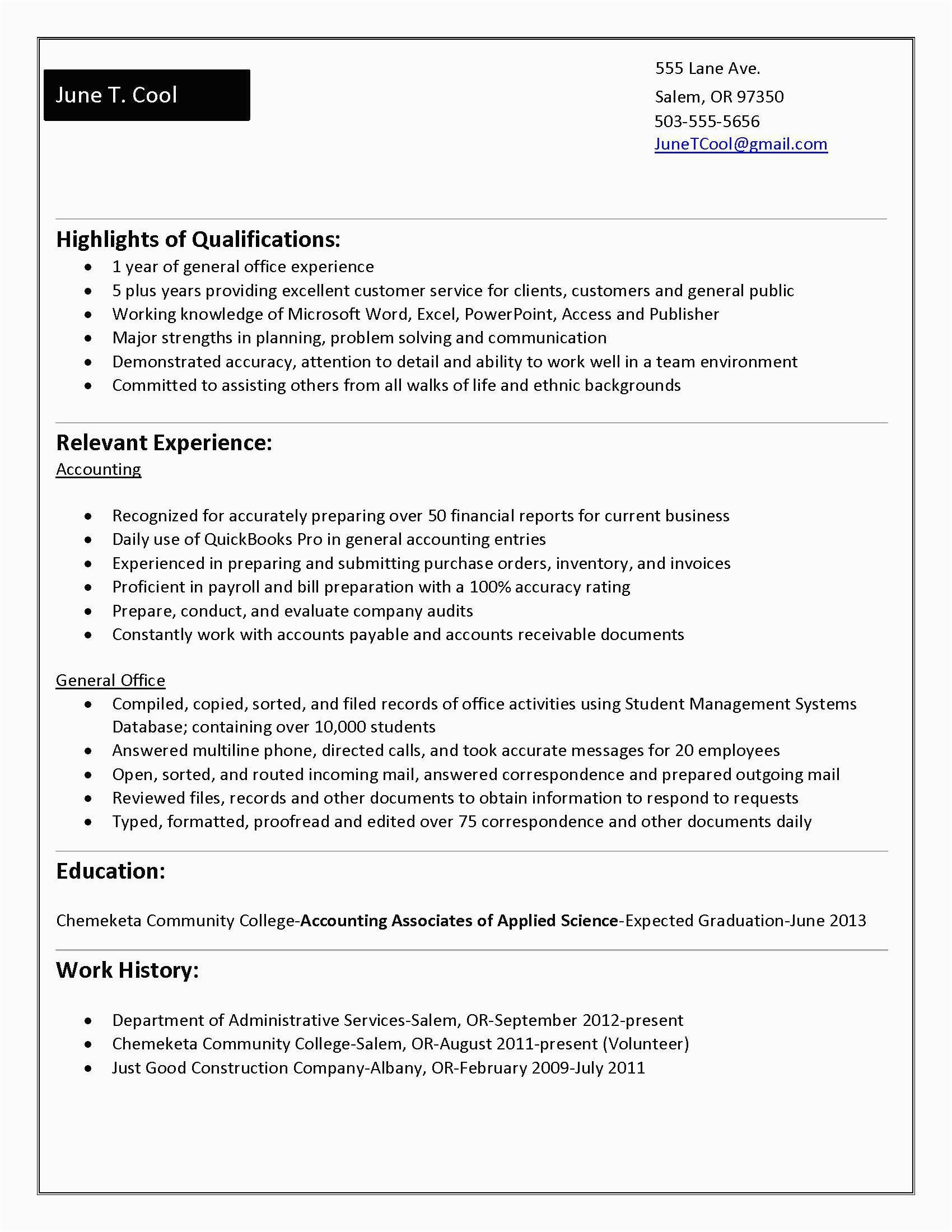 Sample Accounting Resume with No Experience Accounting Student Resume No Experience Best Resume Examples