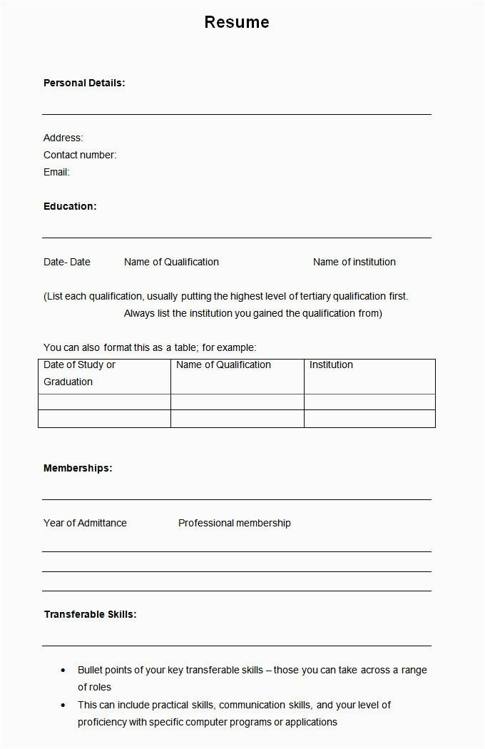 Sample Blank Resume forms to Print 46 Blank Resume Templates Doc Pdf