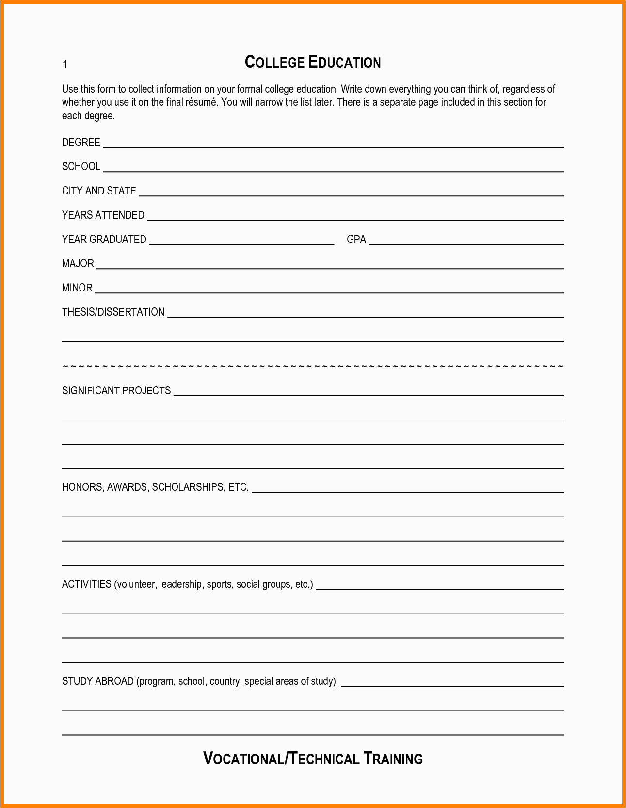 Sample Blank Resume forms to Print 7 Blank Resume Template Pdf Professional Resume List