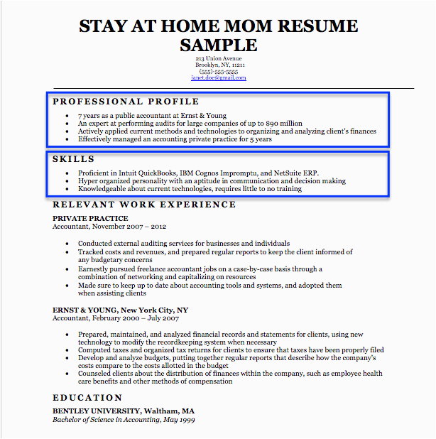 Sample Combination Resume for Stay at Home Mom Stay at Home Mom Resume Sample & Writing Tips