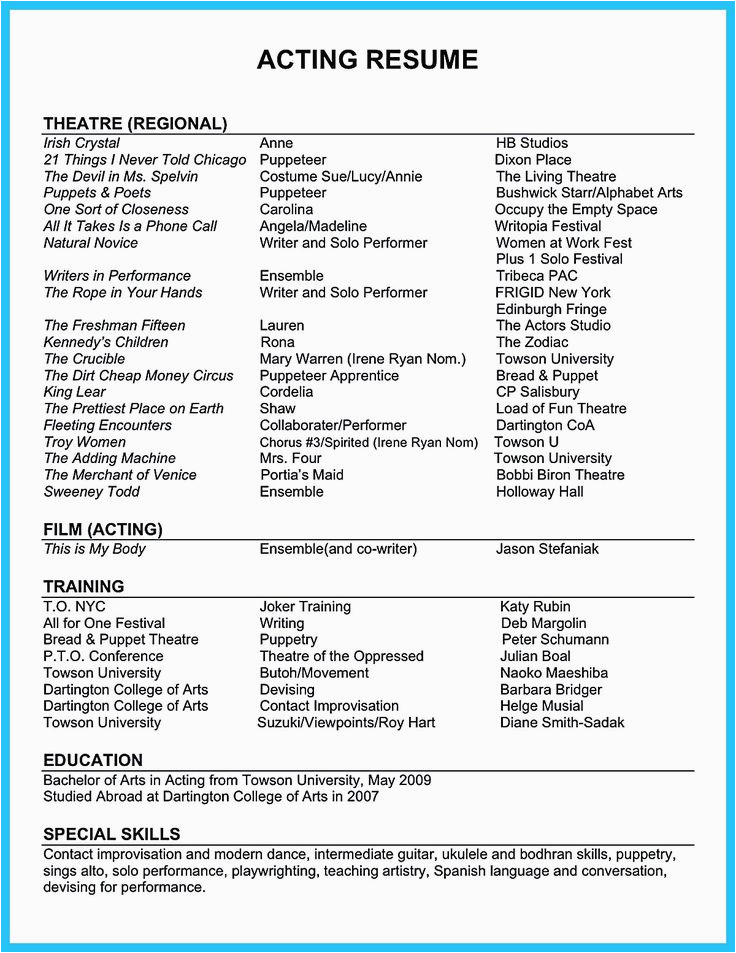 Sample Of Skills and Strengths In Resume Acting Resume Sample Presents Your Skills and Strengths In