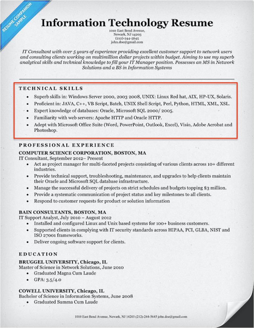 Sample Of Technical Skills In Resume 20 Skills for Resumes Examples Included