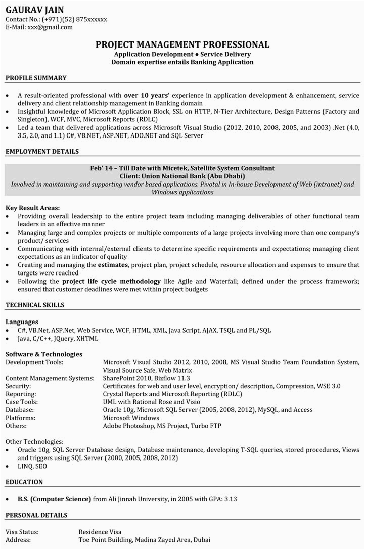 Sample One Page Resume for Experienced software Engineer software Engineer Resume Template Example