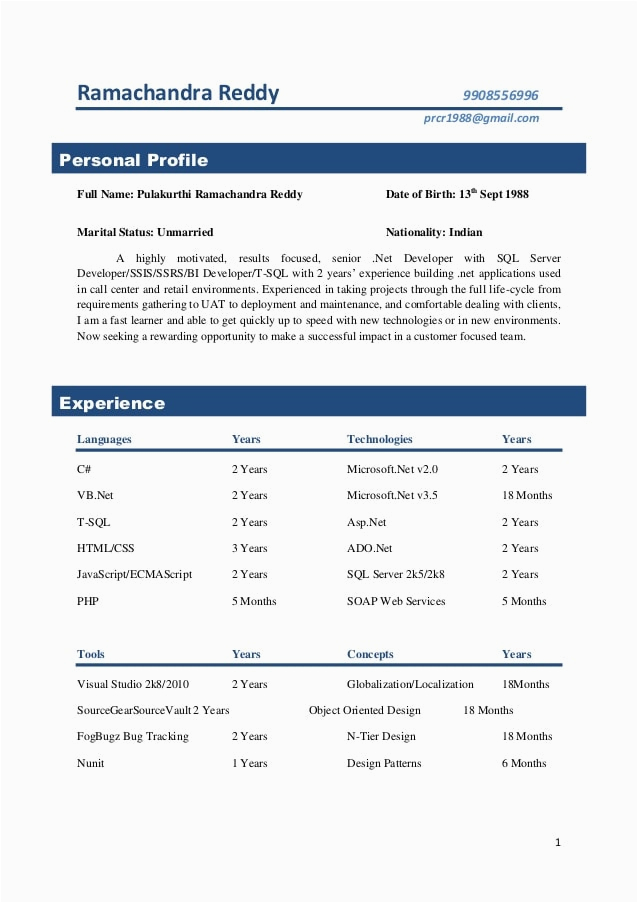 Sample Resume for 2 Years Experience In Sql Sql Server Developer Ssis Ssrs Bi Developer T Sql with 2