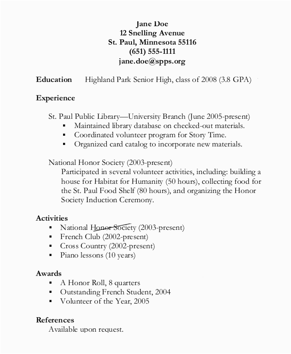 Sample Resume for A Student In High School Free 8 High School Resume Samples In Ms Word