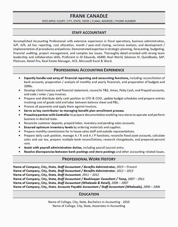Sample Resume for Accounting Staff In the Philippines Staff Accountant Resume Example
