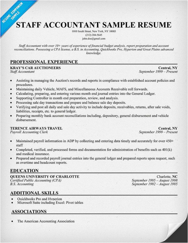 Sample Resume for Accounting Staff In the Philippines Staff Accountant Resume Sample