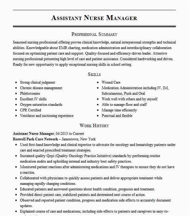 Sample Resume for assistant Nurse Manager Position assistant Nurse Manager Resume Example Palomar Medical