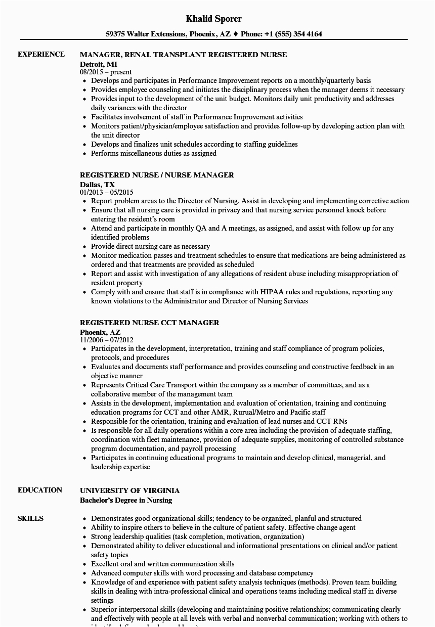 Sample Resume for assistant Nurse Manager Position Resume for Nurse Returning to Workforce