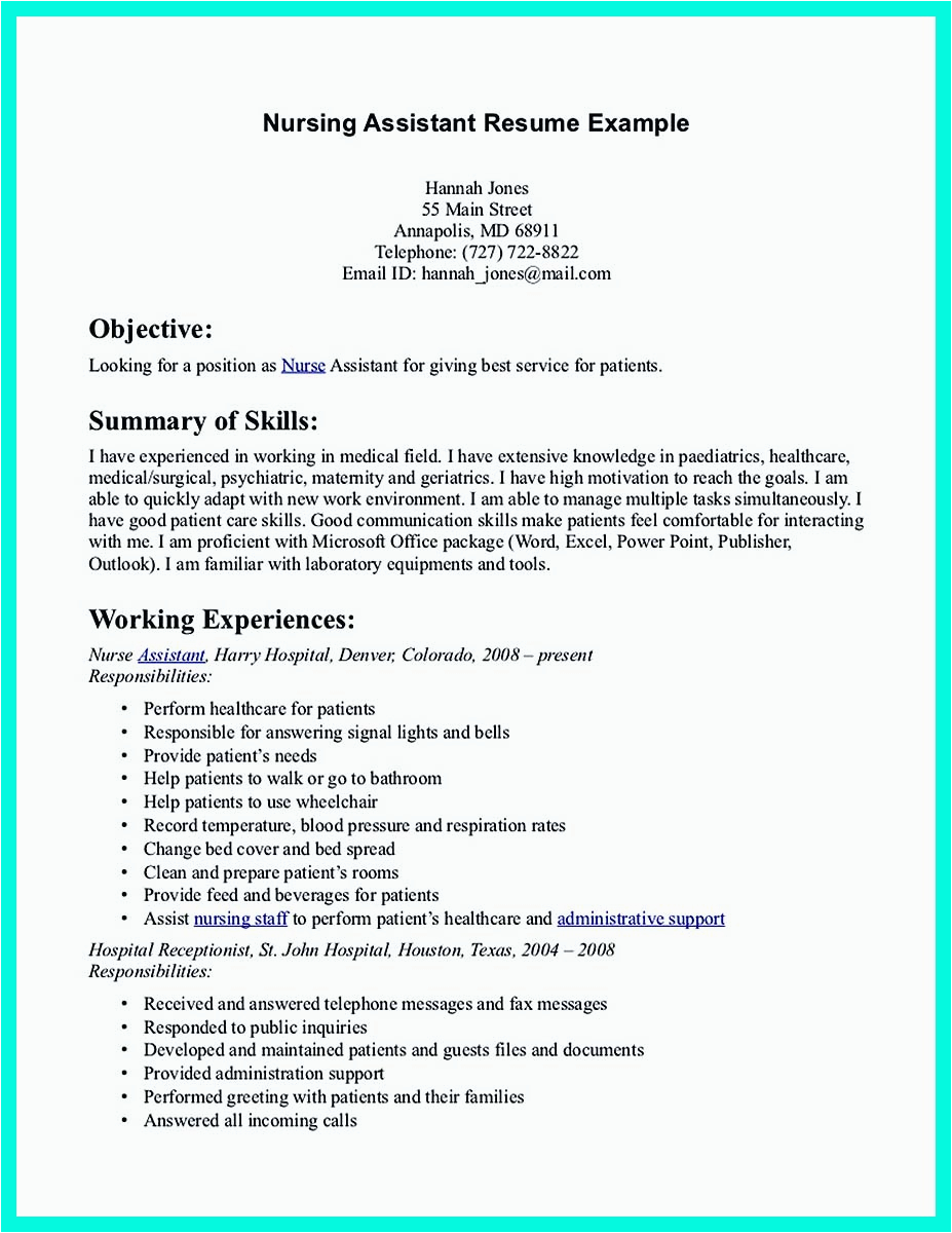 Sample Resume for Cna with Previous Experience "mention Great and Convincing Skills" Said Cna Resume Sample