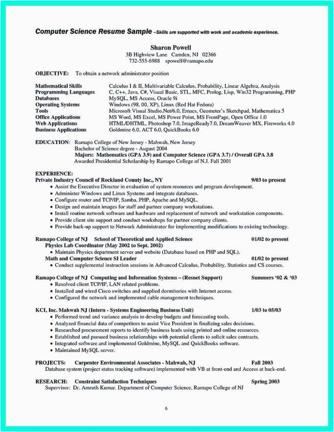 Sample Resume for Computer Programming Student the Best Puter Science Resume Sample Collection In 2020