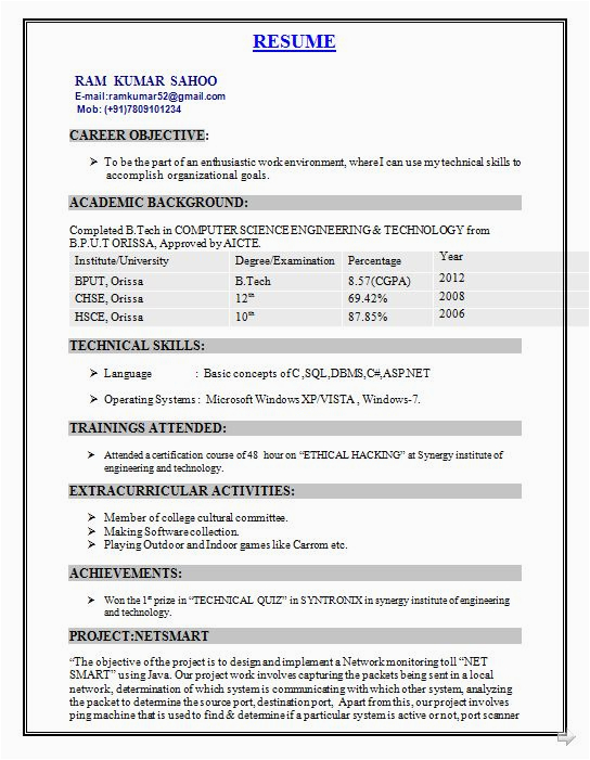 Sample Resume for Computer Science Engineering Students Freshers Best Puter Science Resume Inspirational B Tech Rohit