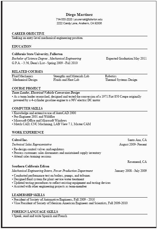 Sample Resume for Computer Science Engineering Students Puter Science Resume Sample