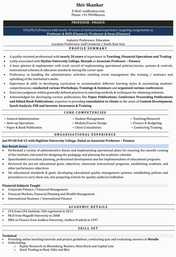 Sample Resume for Computer Science Lecturer In Engineering College Resume format Experienced Lecturer Puter Science
