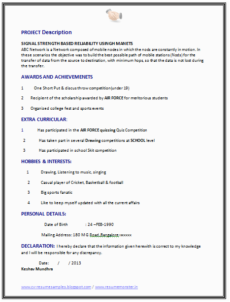 Sample Resume for Computer Science Student Fresher Fresher Puter Science Engineer Resume Sample Page 2