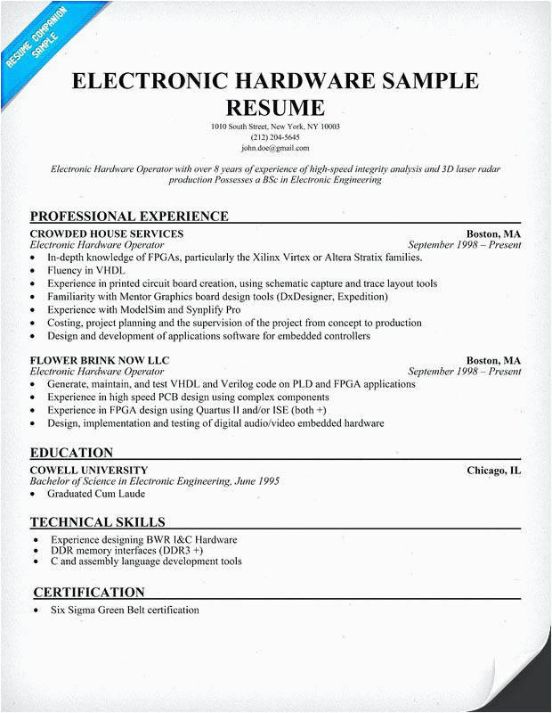 Sample Resume for Electronics and Communication Engineer Fresher Electronics and Munication Engineering Resume Samples