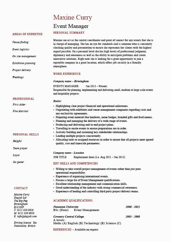 Sample Resume for event Management Job event Manager Resume Templates Examples Samples
