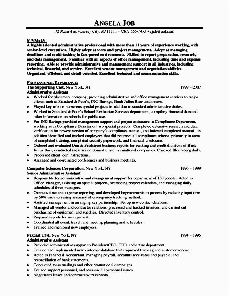 Sample Resume for Executive assistant to Senior Executive Senior Executive assistant Resumes Samples