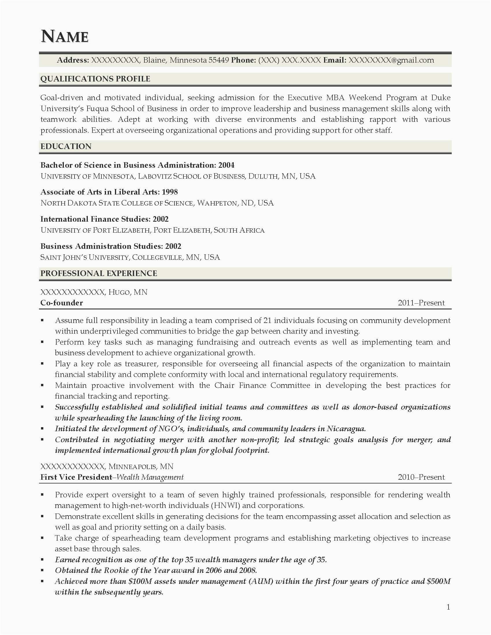 Sample Resume for Executive Mba Application Good Resume Examples for All Careers