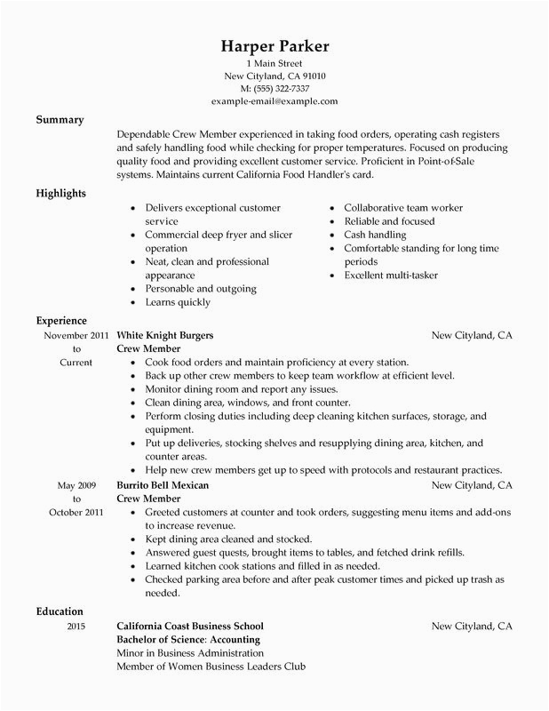 Sample Resume for Fast Food Crew without Experience Philippines Cover Letter for Service Crew without Experience